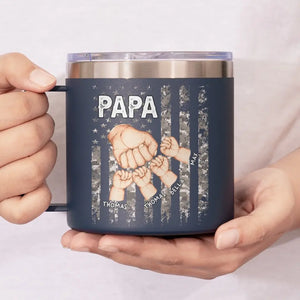 Les grands pères trouvent des solutions - Gobelet personnalisé en acier inoxydable de 14 oz avec poignée - Fête des pères, cadeau pour papa, grand-père