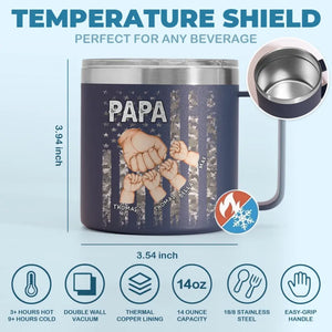 Les grands pères trouvent des solutions - Gobelet personnalisé en acier inoxydable de 14 oz avec poignée - Fête des pères, cadeau pour papa, grand-père
