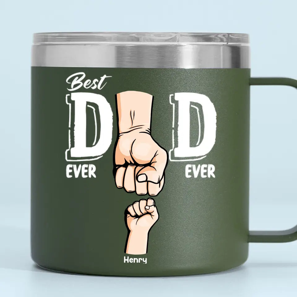 Meilleur papa du monde, je te soutiens - Gobelet personnalisé en acier inoxydable de 14 oz avec poignée - Fête des pères, cadeau pour papa, grand-père