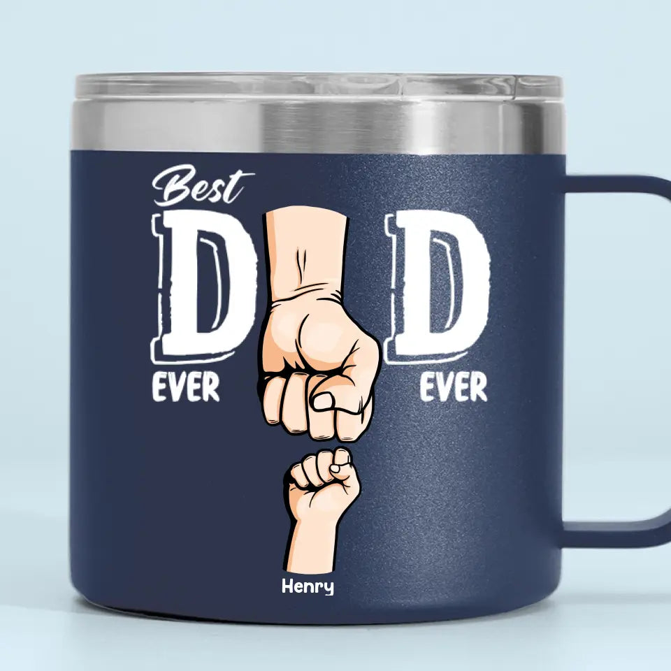 Meilleur papa du monde, je te soutiens - Gobelet personnalisé en acier inoxydable de 14 oz avec poignée - Fête des pères, cadeau pour papa, grand-père