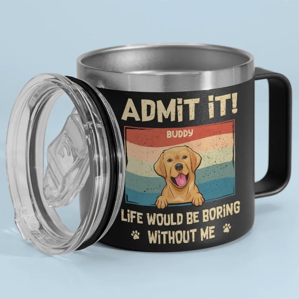 I Woof You - Dog Personalized Custom 14oz Stainless Steel Tumbler With Handle - Gift For Pet Owners, Pet Lovers