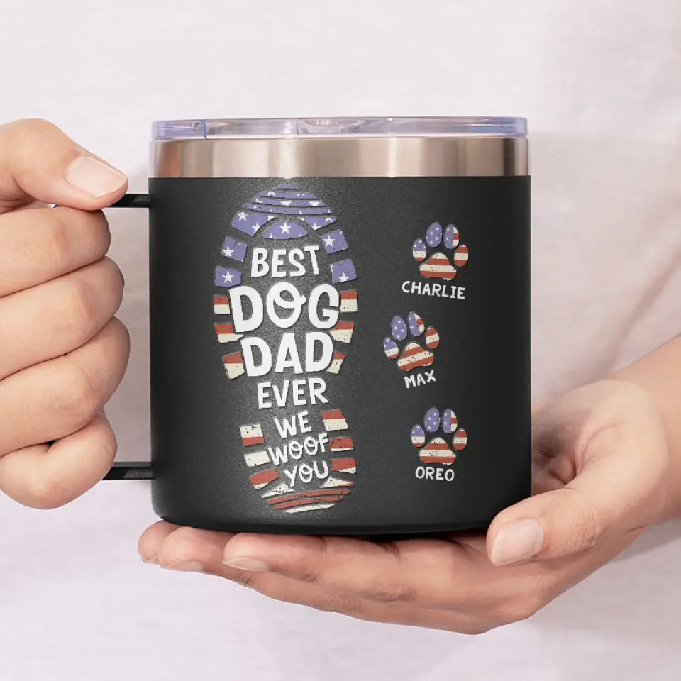 Je t'aime tous les jours - Gobelet personnalisé en acier inoxydable de 14 oz avec poignée pour chien - Cadeau pour les propriétaires et les amoureux des animaux