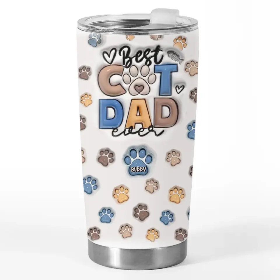 J'aime que tu sois mon père - Gobelet personnalisé avec effet gonflable 3D pour chien et chat - Cadeau pour la fête des pères, pour les propriétaires d'animaux et les amoureux des animaux