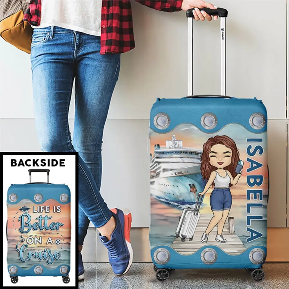 Juste une fille qui aime les croisières - Housse de bagage personnalisée pour voyage - Cadeau de vacances, cadeau pour les amateurs de voyages d'aventure