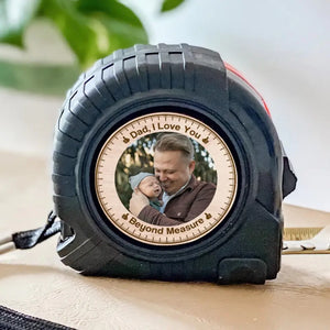 Photo personnalisée Notre amour ne peut être mesuré - Mètre ruban personnalisé pour la famille - Fête des pères, cadeau pour papa, grand-père