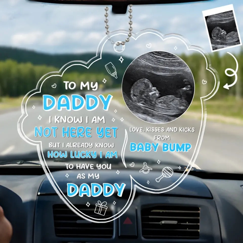 Photo personnalisée : J'ai de la chance de t'avoir comme papa ! Décoration de voiture personnalisée en famille ! Acrylique en forme personnalisée ! Cadeau pour la fête des pères et le premier papa.