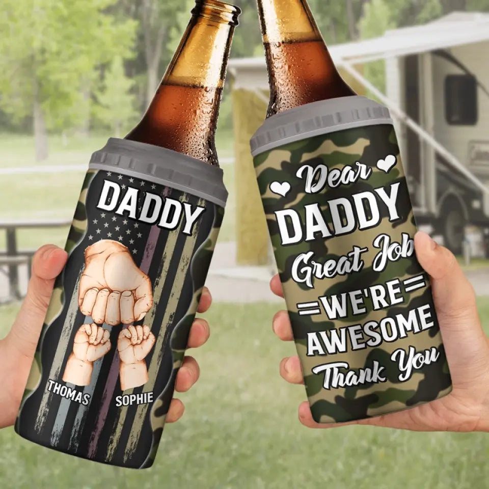 Cher papa, excellent travail - Gobelet isotherme personnalisé 4 en 1 - Cadeau de fête des pères, d'anniversaire pour papa, grand-père