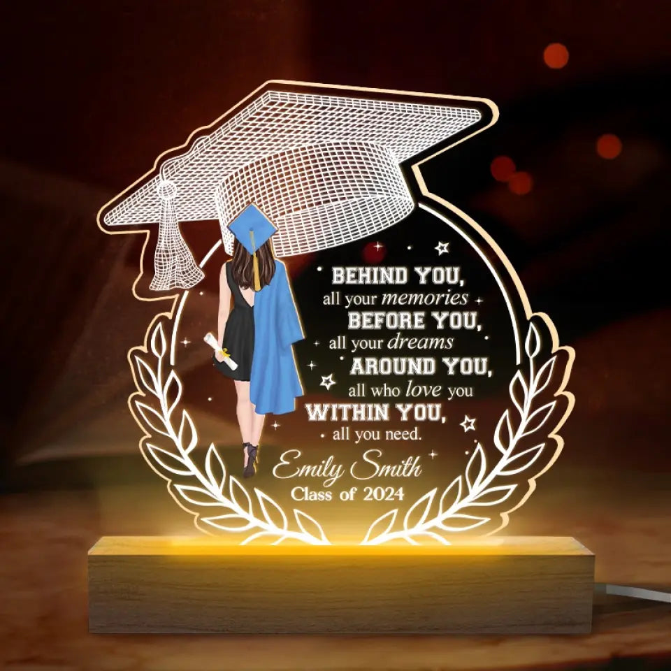 Ma petite fille pour toujours - Lampe LED 3D personnalisée en forme de famille - Cadeau de remise de diplôme pour les membres de la famille, les frères et sœurs