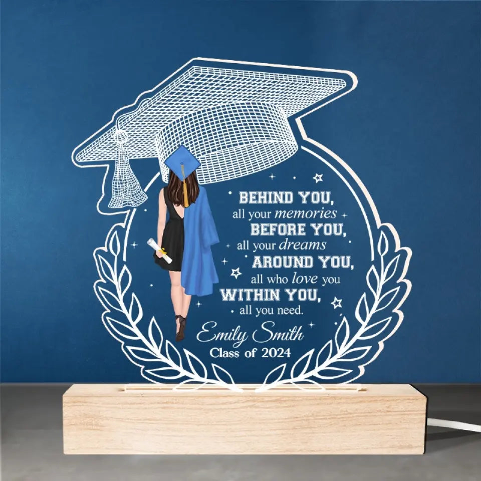 Ma petite fille pour toujours - Lampe LED 3D personnalisée en forme de famille - Cadeau de remise de diplôme pour les membres de la famille, les frères et sœurs