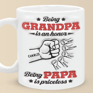 Être grand-père est un honneur - Mug personnalisé en 3D avec effet gonflé - Cadeau pour la fête des pères, papa, grand-père