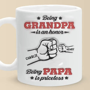Être grand-père est un honneur - Mug personnalisé en 3D avec effet gonflé - Cadeau pour la fête des pères, papa, grand-père