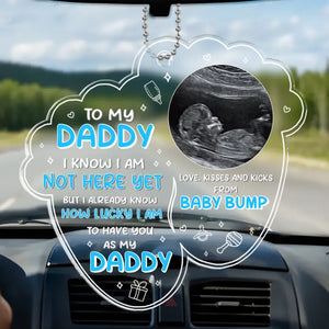 Photo personnalisée : J'ai de la chance de t'avoir comme papa ! Décoration de voiture personnalisée en famille ! Acrylique en forme personnalisée ! Cadeau pour la fête des pères et le premier papa.