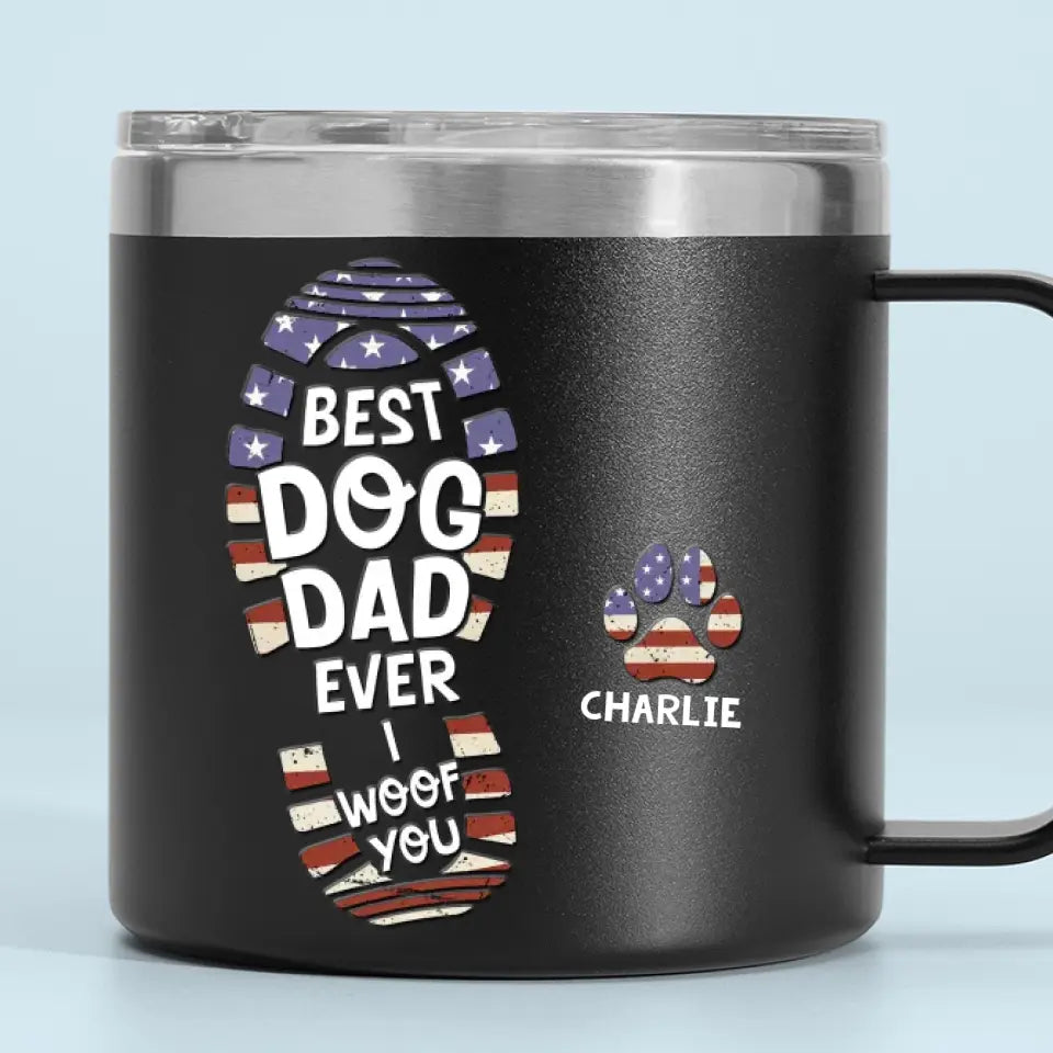 Je t'aime tous les jours - Gobelet personnalisé en acier inoxydable de 14 oz avec poignée pour chien - Cadeau pour les propriétaires et les amoureux des animaux