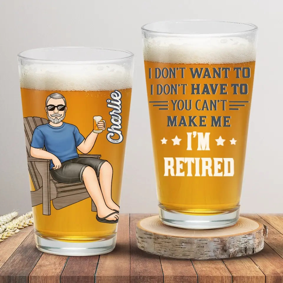 Je suis à la retraite, tu ne l'es pas - Verre à bière personnalisé - Appréciation, cadeau de retraite pour collègues, amis de travail, collègues