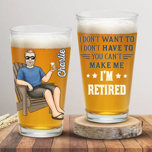 Je suis à la retraite, tu ne l'es pas - Verre à bière personnalisé - Appréciation, cadeau de retraite pour collègues, amis de travail, collègues