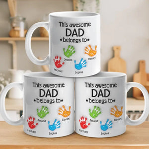 Ce papa génial appartient à - Tasse personnalisée à effet gonflé 3D imprimée pour la famille - Cadeau pour la fête des pères, papa, grand-père