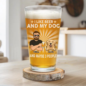 J'aime la bière et mes chiens - Verre à bière personnalisé pour chien - Fête des pères, cadeau pour les propriétaires d'animaux et les amoureux des animaux
