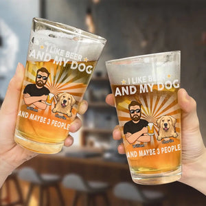 J'aime la bière et mes chiens - Verre à bière personnalisé pour chien - Fête des pères, cadeau pour les propriétaires d'animaux et les amoureux des animaux