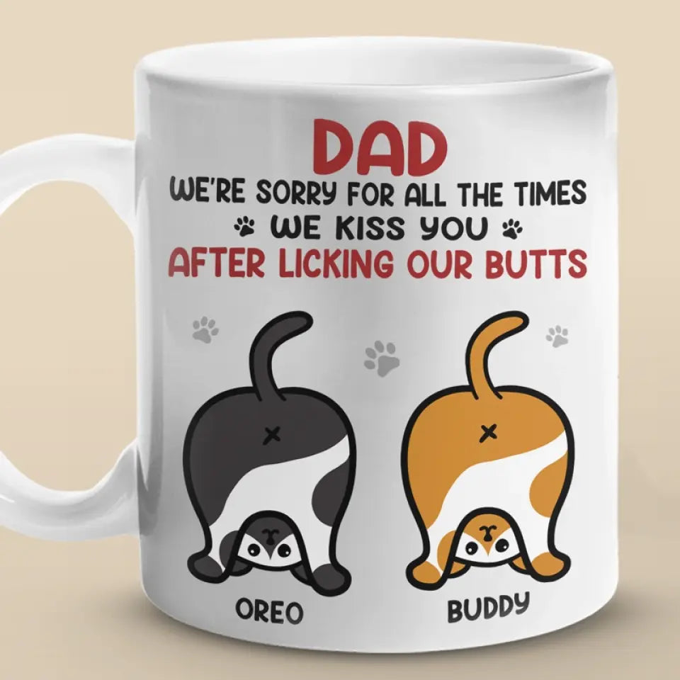 On t'embrasse, on t'aime - Mug personnalisé chat - Fête des pères, cadeau pour les propriétaires d'animaux, amoureux des animaux