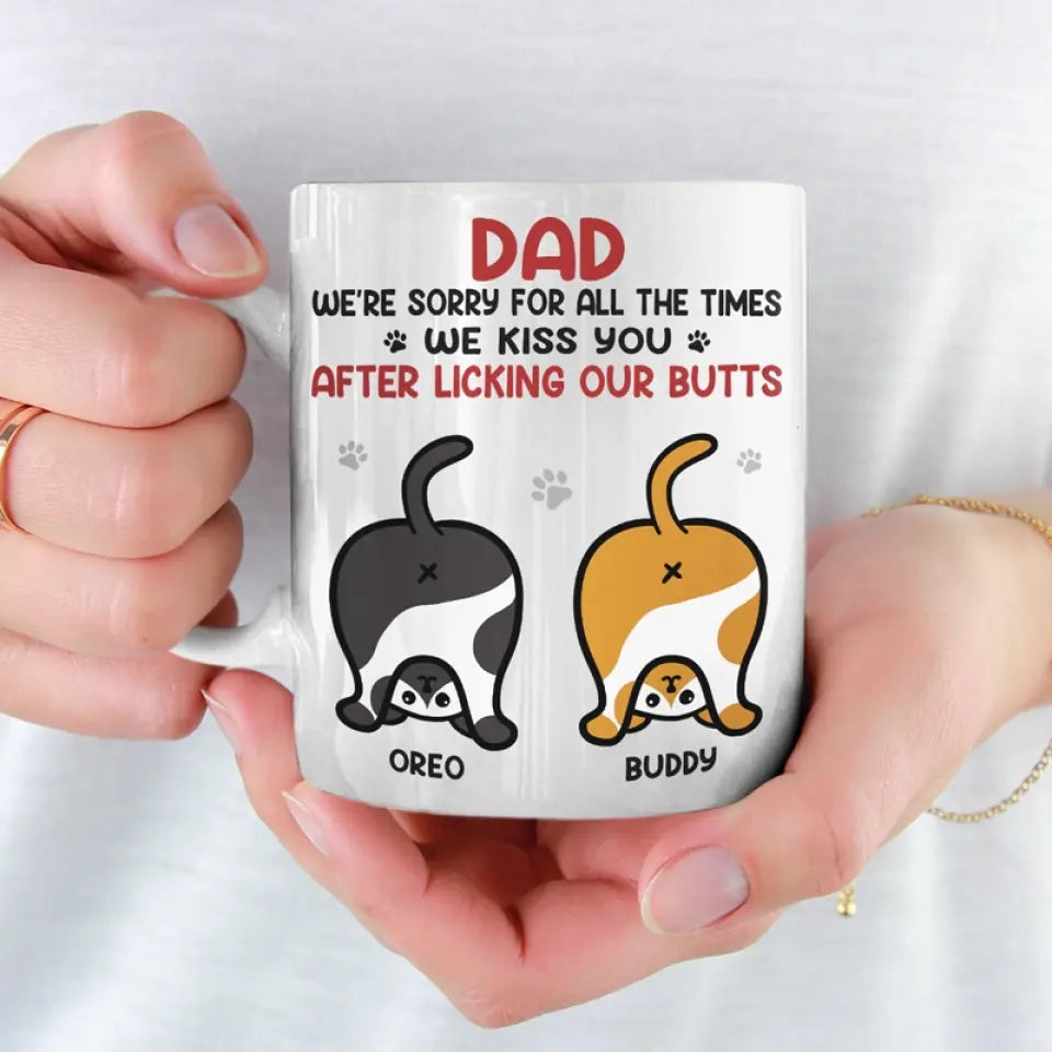 On t'embrasse, on t'aime - Mug personnalisé chat - Fête des pères, cadeau pour les propriétaires d'animaux, amoureux des animaux