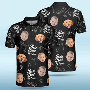 Polo personnalisé avec photo « Meilleur papa » par Par - Polo familial personnalisé avec imprimé intégral - Cadeau pour la fête des pères, les propriétaires d'animaux et les amoureux des animaux