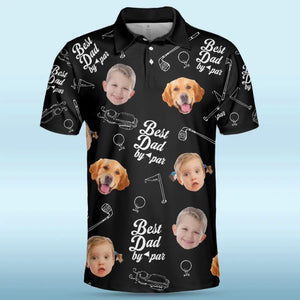 Polo personnalisé avec photo « Meilleur papa » par Par - Polo familial personnalisé avec imprimé intégral - Cadeau pour la fête des pères, les propriétaires d'animaux et les amoureux des animaux