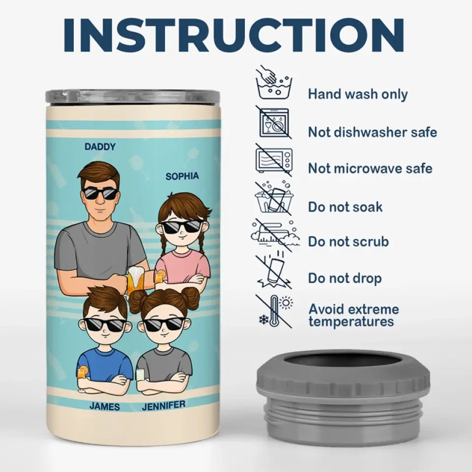 Cher papa, bon travail, nous sommes géniaux - Gobelet isotherme personnalisé 4 en 1 pour la famille - Fête des pères, cadeau pour papa, grand-père