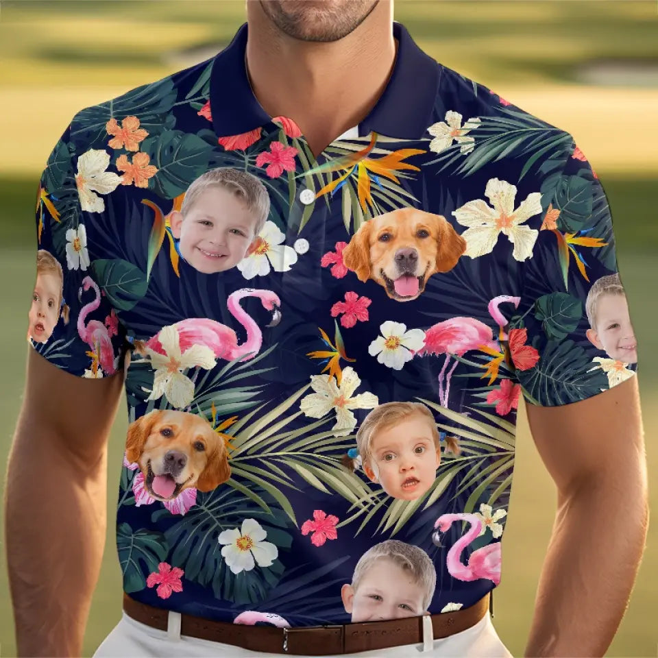 Photo personnalisée Papa, tu as toujours été le plus cool - Polo personnalisé avec imprimé intégral pour la famille - Fête des pères, cadeau pour papa, propriétaires d'animaux, amoureux des animaux