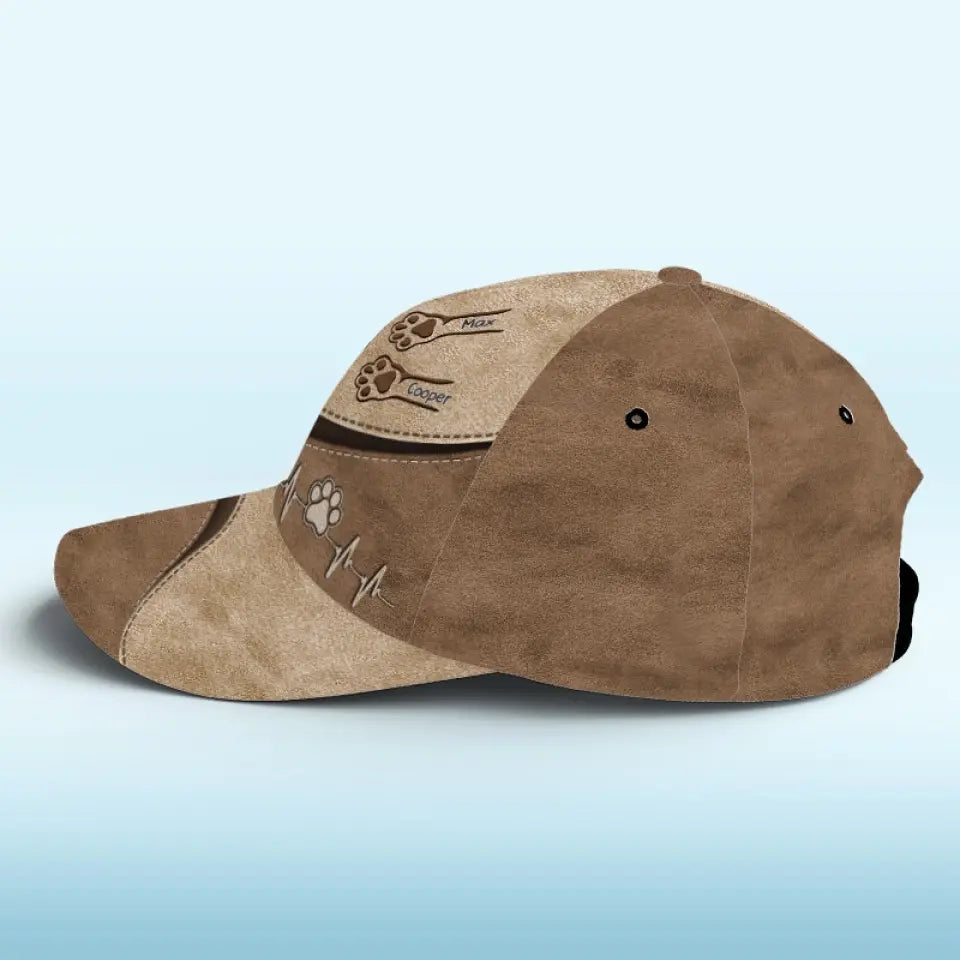 Les chiens laissent des empreintes de pattes sur nos cœurs ! Casquette personnalisée pour chien, casquette classique à imprimé intégral ! Cadeau pour la fête des pères, pour les propriétaires d'animaux et les amoureux des animaux.