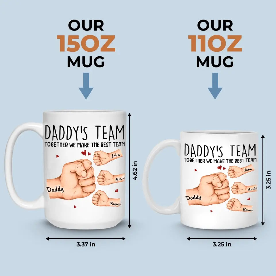 Ensemble, nous formons la meilleure équipe - Mug personnalisé pour la famille - Fête des pères, cadeau pour papa, grand-père