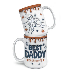 Meilleur papa du monde - Mug personnalisé avec effet gonflé en 3D - Cadeau pour la fête des pères, papa ou grand-père