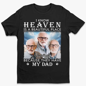 Photo personnalisée Notre père restera à jamais dans nos cœurs - T-shirt unisexe personnalisé, sweat à capuche, sweat-shirt - Cadeau de condoléances pour les membres de la famille