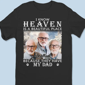 Photo personnalisée Notre père restera à jamais dans nos cœurs - T-shirt unisexe personnalisé, sweat à capuche, sweat-shirt - Cadeau de condoléances pour les membres de la famille