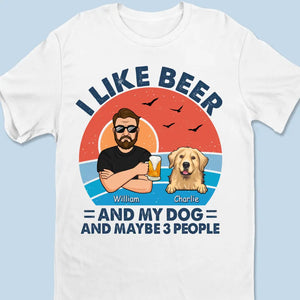 J'aime la bière et mes chiens - T-shirt unisexe personnalisé, sweat à capuche, sweat-shirt - Fête des Pères, cadeau pour les propriétaires d'animaux et les amoureux des animaux