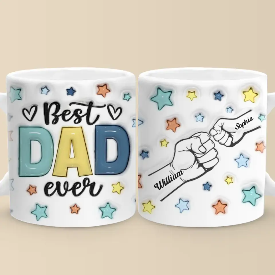Papa, tu es mon ancre dans une mer agitée - Mug personnalisé en 3D avec effet gonflé - Cadeau pour la fête des pères
