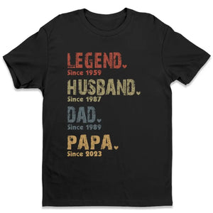 Légende, mari, papa et papa depuis - T-shirt unisexe personnalisé pour la famille, sweat à capuche, sweat-shirt - Nouveauté, fête des pères, cadeau d'anniversaire pour papa, grand-père AMZ