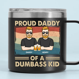 Fier père de plusieurs enfants - Gobelet personnalisé en acier inoxydable de 14 oz avec poignée - Cadeau pour la fête des pères, papa et grand-père