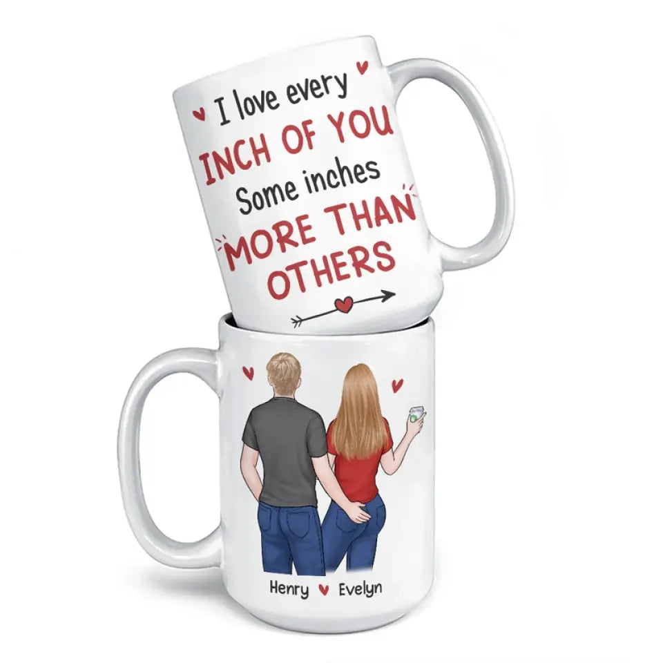 J'aime chaque centimètre de toi - Tasse personnalisée pour couple - Cadeau pour mari et femme, anniversaire