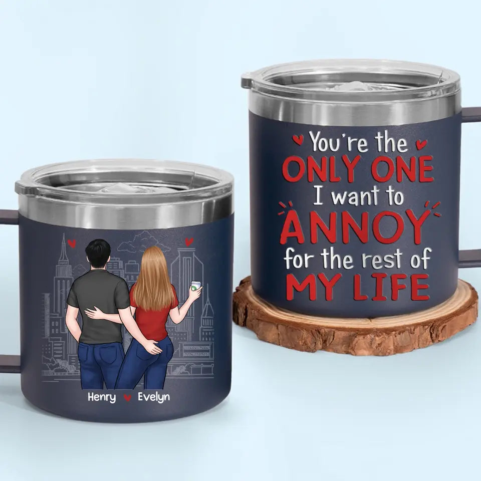 Tu es toujours plus chaud que ce café - Gobelet personnalisé en acier inoxydable de 14 oz avec poignée - Cadeau pour mari et femme, anniversaire