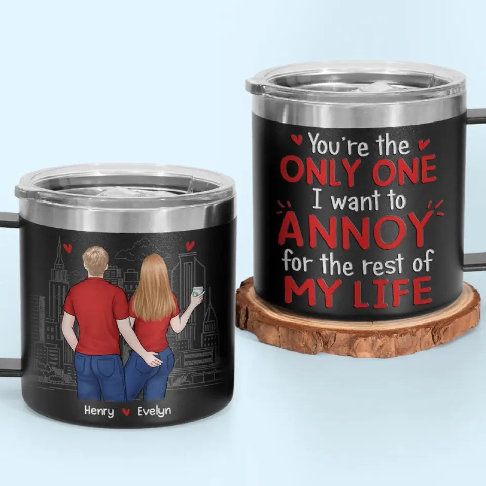 Tu es toujours plus chaud que ce café - Gobelet personnalisé en acier inoxydable de 14 oz avec poignée - Cadeau pour mari et femme, anniversaire