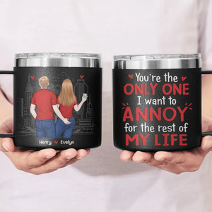 Tu es toujours plus chaud que ce café - Gobelet personnalisé en acier inoxydable de 14 oz avec poignée - Cadeau pour mari et femme, anniversaire