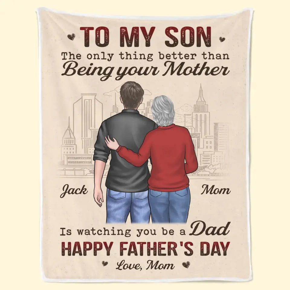 Je te regarde devenir papa - Couverture familiale personnalisée - Cadeau de fête des pères pour fils