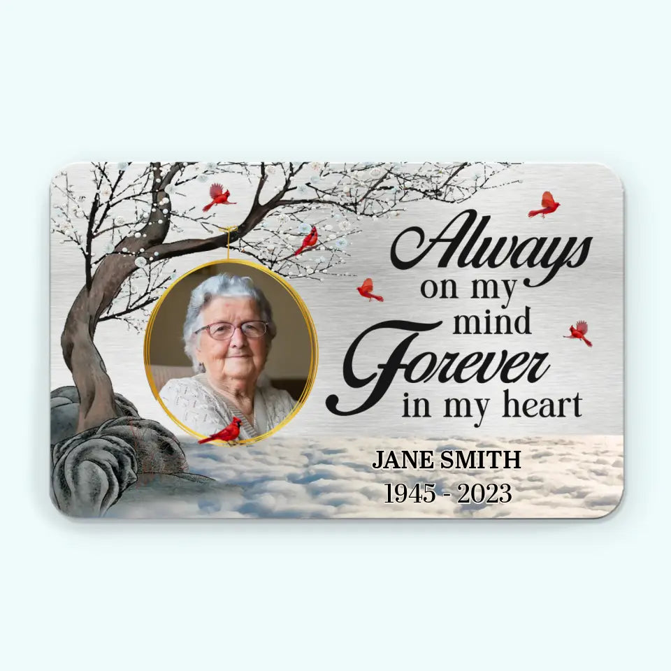 Photo personnalisée « Je suis toujours à tes côtés » - Carte portefeuille personnalisée en aluminium - Nouveauté, cadeau de condoléances pour les membres de la famille AMZ