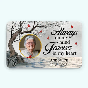 Photo personnalisée « Je suis toujours à tes côtés » - Carte portefeuille personnalisée en aluminium - Nouveauté, cadeau de condoléances pour les membres de la famille AMZ
