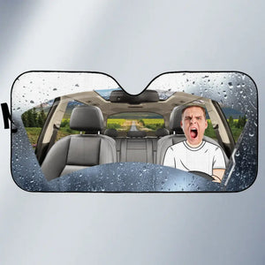 Photo personnalisée : quatre roues, un lien familial – Pare-soleil personnalisé pour pare-brise de voiture, protection de fenêtre de voiture – Cadeau pour les membres de la famille