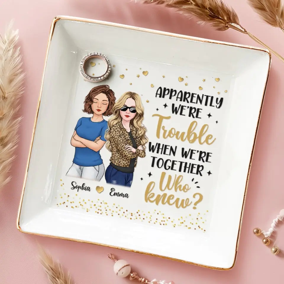 Pour l'amitié, chaque fardeau est léger - Plat à bijoux personnalisé Bestie - Cadeau pour meilleures amies, meilleures amies, sœurs
