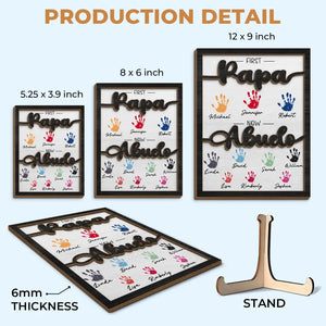 Premier papa, maintenant grand-père - Plaque en bois personnalisée à 2 couches avec support pour la famille - Cadeau pour la fête des pères, papa et grand-père