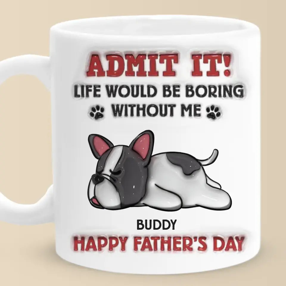 Bravo au meilleur papa chien du monde ! Mug personnalisé avec effet gonflable 3D, imprimé chien ! Cadeau pour les propriétaires et les amoureux des animaux.