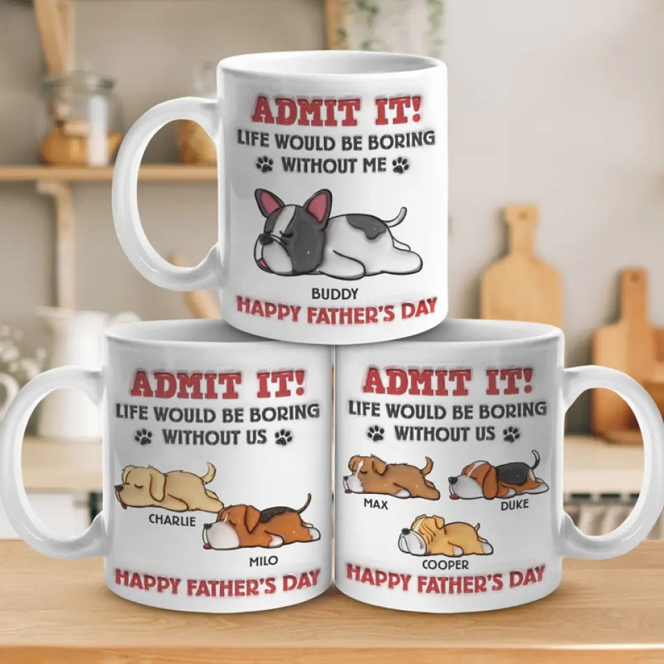 Bravo au meilleur papa chien du monde ! Mug personnalisé avec effet gonflable 3D, imprimé chien ! Cadeau pour les propriétaires et les amoureux des animaux.