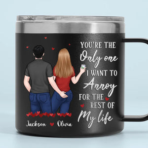 Je t'aime jour après jour - Gobelet personnalisé en acier inoxydable de 14 oz avec poignée - Cadeau pour mari et femme, anniversaire